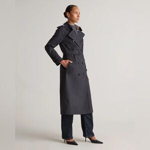 Quince Blue Comfort Stretch Long Trench Coat Size XL